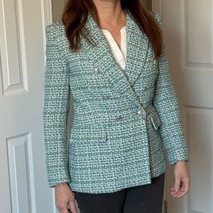Zara Women Tweed Double Breasted Blazer NWT - Size S